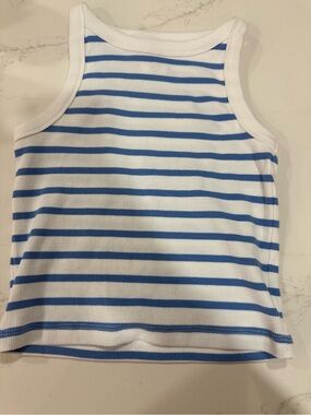 Zara Blue & White Striped Ribbed Tank Top